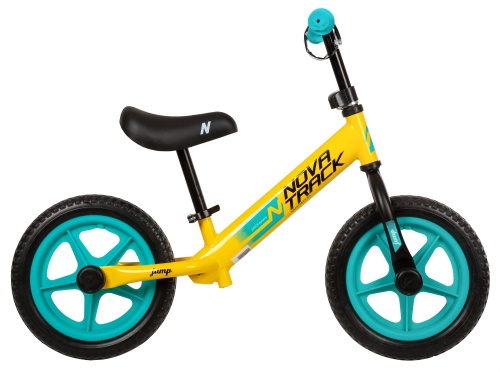 Беговел NOVATRACK 12" JUMP лаймовый, сталь, цветной пластиковый обод, колеса EVA