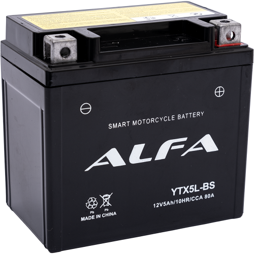 Аккумуляторная батарея марки ALFA YTX5L-BS 5Ah (80A 113*70*107)