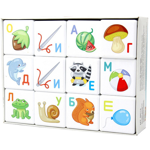 Кубики Кубики для умников. Азбука 12 шт. (без обклейки), 00712