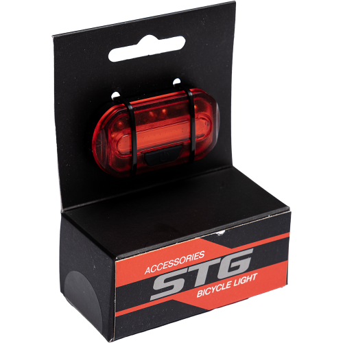 Фонарь велосипедный STG,JY6068T, задний,  резин. Хомут. Бат: (2 *CR2032) черный