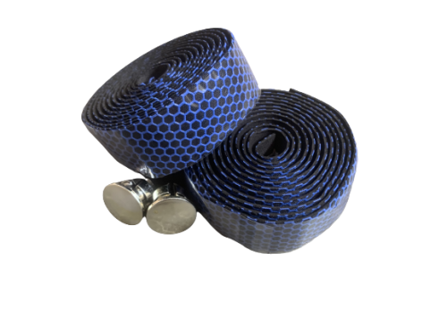 Обмотка руля с заглушками, с двухсторонним скотчем с повышенным сцеплением и стойкостью к износу, чёрный/синий.