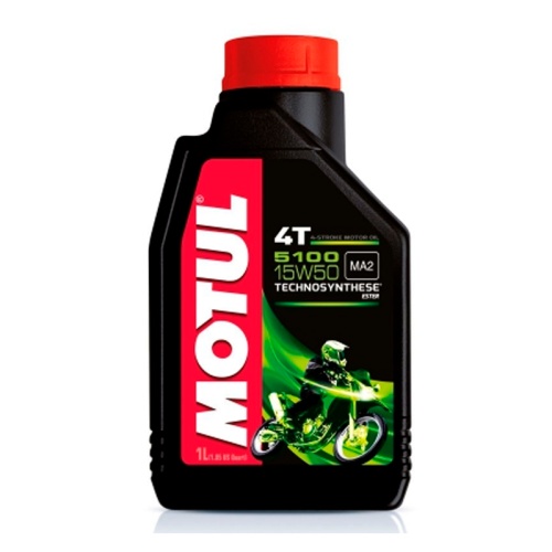 Масло Motul 5100 15W50 4T моторное, полусинтетическое для четырехтактных двигателей мотоциклов, 1 ли