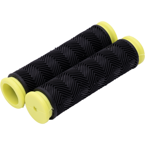 Грипсы (ручки) резиновые чёрные с салатовой окантовкой (модель: 107Е)