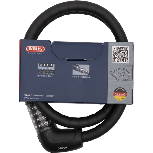 Замок тросовый кодовый 15х850мм ABUS Tresorflex 6615C, 4-х разр. класс защиты 5/15, 560гр, черный, 05-0013659
