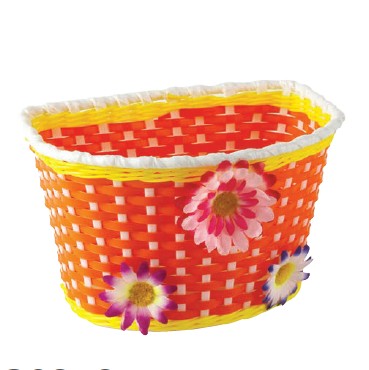 Корзина 00-170435 детская 24х16,5х15,5см пласт. универс. крепл. на руль 2-мя ремешками, оранжевая