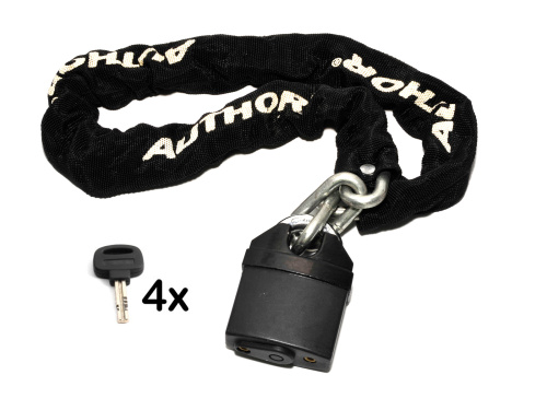 Замок 8-17062022 цепь с навесным замком вело ACHL-65 8х900мм в текстил. чехле (6) черный AUTHOR