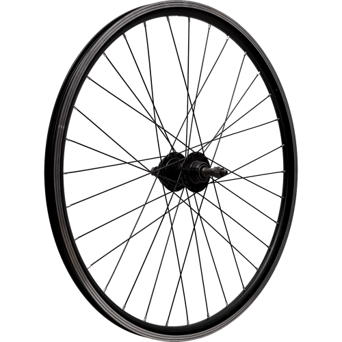 Колесо 26" заднее, двойной алю. обод, промподш., гайки, D-brake, под трещотку, втулка сталь