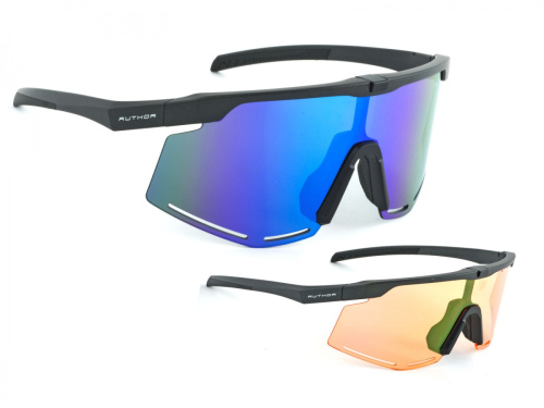 Очки 8-9201601 ZX8 Orange 65 BlueRevo 13 две пары линз 100% защита от UV + ЧЕХОЛ,  ударопроч. поликарбонат(grey-matt) AUTHOR