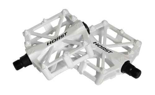 Педали HORST H32, 00-170833, алюм. широкие литые, с шипами. 92*95*15мм, 388 г, белые