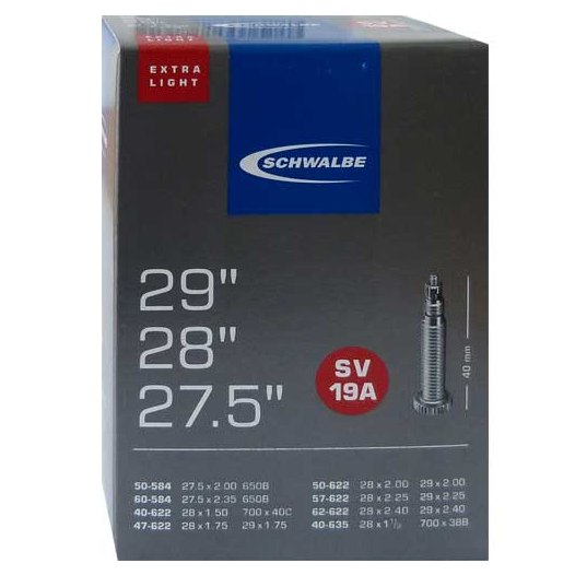 Камера. 27,5-29 спорт 05-10430943 SV19A 27,5-29х1,50-2,40 EXTRA LIGHT 40/62-584/635 IB 40mm. SCHWALBE