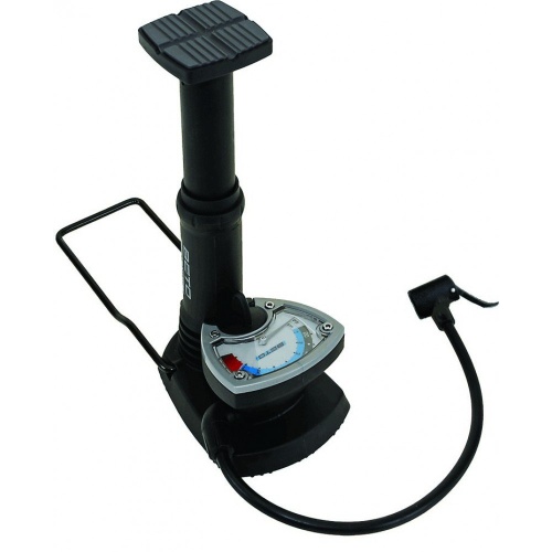 Насос ножной пластик BETO, 5-470340, складн. с маном., 2-я гол., со шлангом, черный