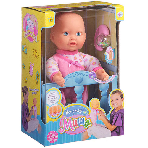 Кукла Попрыгун Миша (прыгает, вертит головой, смеется), 30 см, 5279