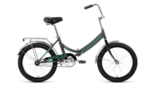 Велосипед FORWARD ARSENAL 20 1.0 (20" 1 ск. рост 14" скл.) 2019-2020, серый/бирюзовый, RBKW0YN01006