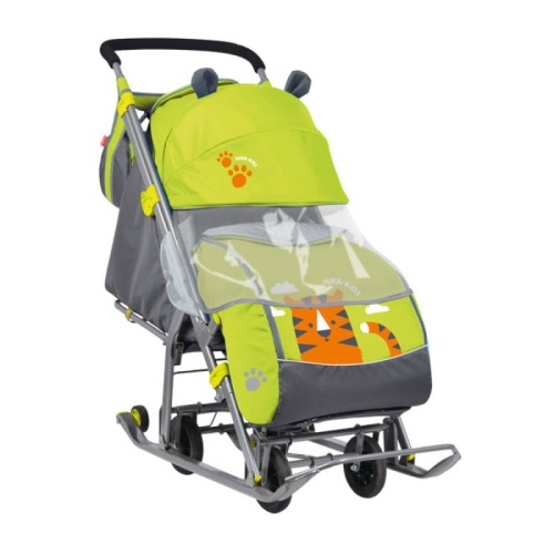 Санки-коляски "Ника Детям НД 7" с тигром, лимонный