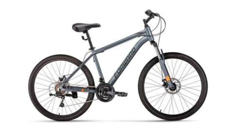 Велосипед FORWARD HARDI 26 2.0 D (26" 21 ск. рост. 18") 2022, серый матовый/черный, RBK22FW26698