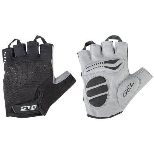 Перчатки STG, мод.AI-03-202,unisex, летние,черные/серые,на липучке,с вентиляцией,размер L
