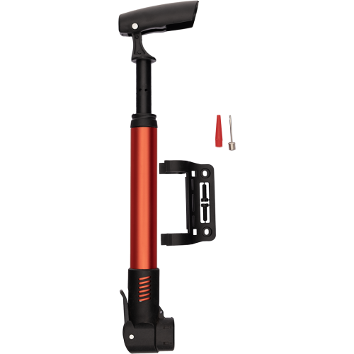 Насос ручной алюм. D2821, 58х32х18, YW-QT-0966S, 2-я головка, склад. ручка, крепл. к раме, в компл. насадка для матрасов игла для мячей (красный)