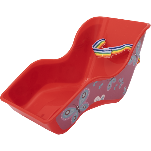 Кресло 00-170577 детское для КУКОЛ универс. крепл. на раму с ремешками, КРАСНОЕ, дизайн БАБОЧКИ