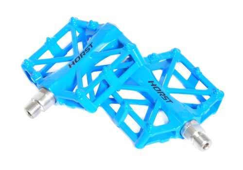 Педали HORST H32, 00-170834, алюм. широкие литые, с шипами. 92*95*15мм, 388 г, синие