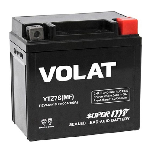 АКБ 6Ah Volat YTZ7S(MF)R+ 113x70x106 (электролит) (для мотоциклов 125-300сс)