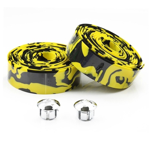 Лента на руль 3-189 CHBT28YB корковая+крепеж+заглушки на руль камуфляж желто-черная CLARKS