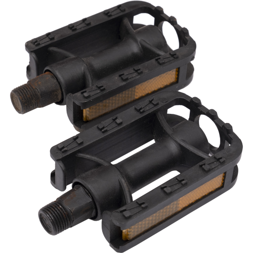 Педаль на детский велосипед 12"-18" пластиковая c светоотражателем, чёрная. Резьба крепления М14,29х