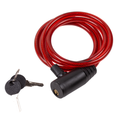 Замок тросовый с ключом Ø 8*1500 (004) цвет красный