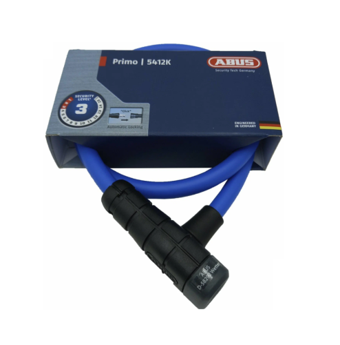 Замок с ключом ABUS Primo 5412K, 05-0016511, тросовый 12х850мм, класс защиты 3/15, 320гр, голубой