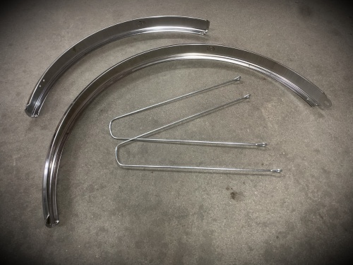 Крылья, полноразмерные (комплект), 28", сталь, хром, крепление - на усы (без крепежа)
