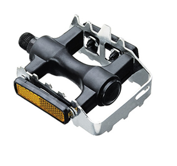 Педали 00-170380 пластик. с алюм. ободом, с отражат. (50) серебр.-черные