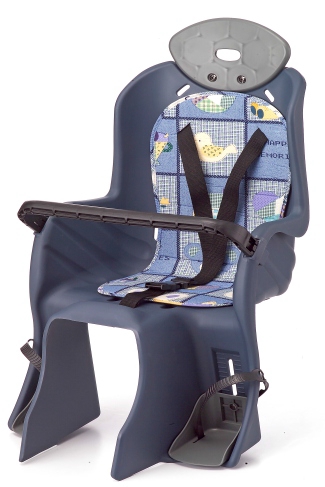 Сиденье 6-639882 детское на багажник с поручнем и с подголов, до 22кг 310*670*310мм (8) синее