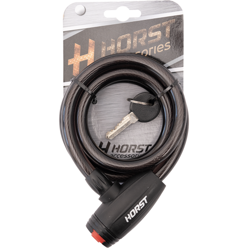 Замок 09-100169 вело 12х1200мм автом. на ключе с защитой черный HORST