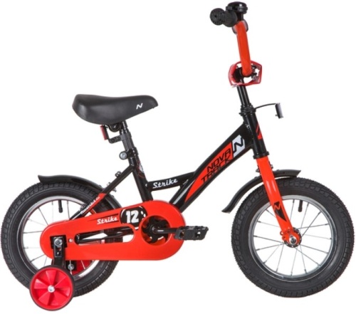 Велосипед NOVATRACK 12" STRIKE бело-красный, тормоз нож. ,корот.крылья, полная защита цепи