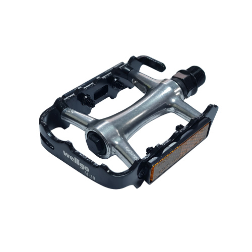 Педали 6-190433 алюминиевые с алюминевым ободом M20 подходят под туклипсы, герм. промподшипниках 101х63х24мм, ось Cr-Mo черные-серебр. WELLGO