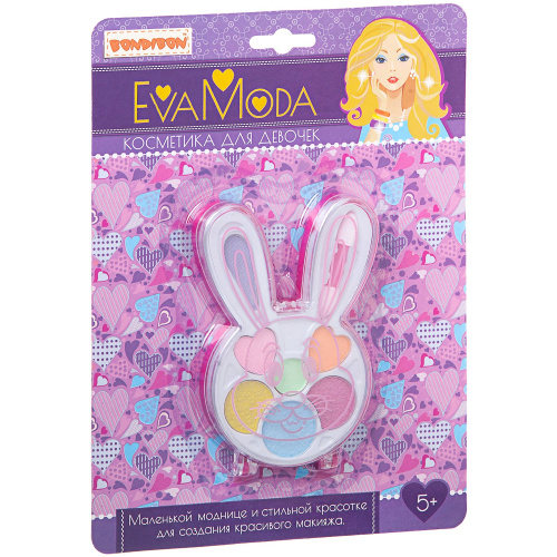 Набор детской декорат. косметики Bondibon Eva Moda, зайчик с тенями для век (7 оттенков; 4,9г) и апп