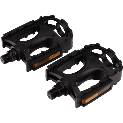 Педали YW-JD-748  пластик , с отражателем,черные, метрическая резьба