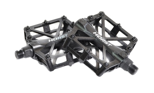 Педали HORST H32, 00-170832, алюм. широкие литые, с шипами. 92*95*15мм, 388 г черные