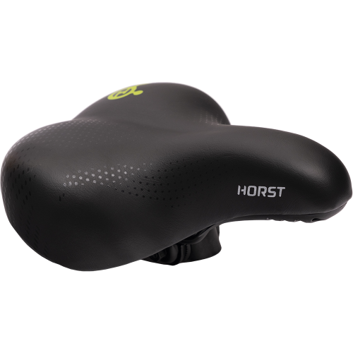 Седло 09-200819 комфортное, с замком  270х200мм широкое с эластомерами, 665гр, черное HORST