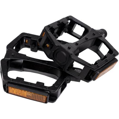 Педали алюминиевые (014) , ЧЁРНЫЕ, резьба 9/16", с шариковым подшипником, с катафотами