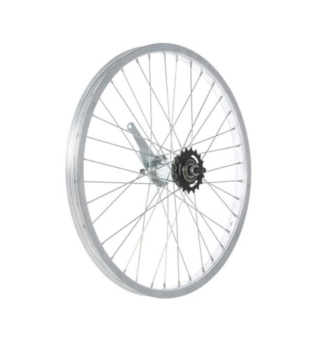Колесо 20" заднее, одинарный алю. обод, гайки, ножной тормоз