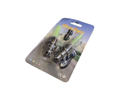 Колпачки мигающие на ниппель "Fireflys" с переходниками с вело на авто ниппель.