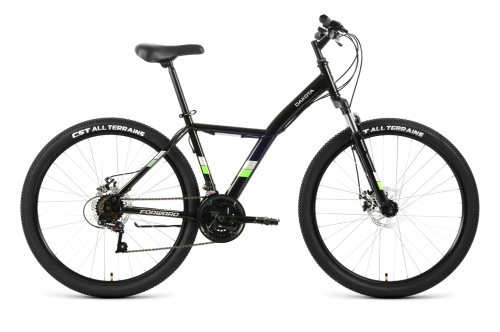 Велосипед FORWARD DAKOTA 27,5 2.0 D (27,5" 18 ск. рост. 16.5") 2022, черный/ярко-зеленый, RBK22FW276