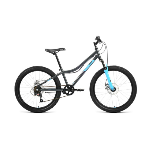 Велосипед ALTAIR MTB HT 24 2.0 D (24" 6 ск. рост. 12") 2022, темно-серый/голубой, RBK22AL24095