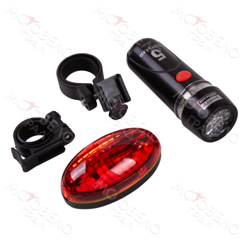 Фонари вело диод.  компл. №15 (перед. 5 диодов, зад. 5 диодов) (02715)