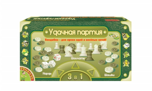 Нарды, шашки, шахматы - средний набор игр Bondibon