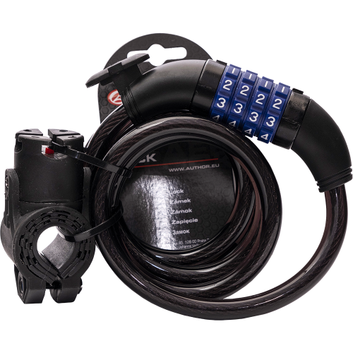 Замок 8-17060210 вело кодовый (4 разряда) ASL-23 10х1500мм (10) полупрозр. AUTHOR