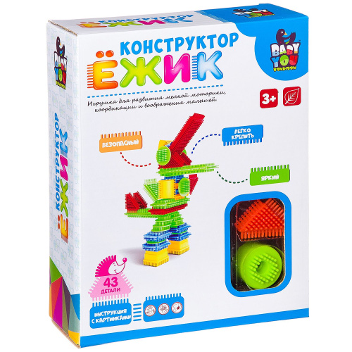 Конструктор пластм. Ёжик Bondibon, робот, 43 дет.