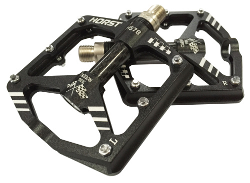 Педали HORST H578, 00-170823, алюм. широкие, ось Cr-Mo+CARBON, с 1 герм. промподш., черные
