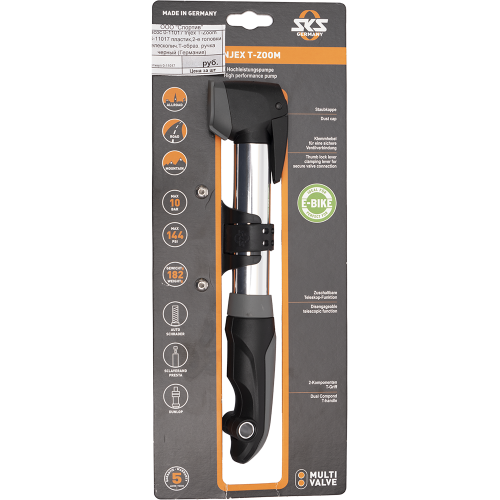 Насос 0-11017 Injex T-Zoom SKS-11017 пластик,2-е головки телескопич.Т-образ. ручка черный (Германия)