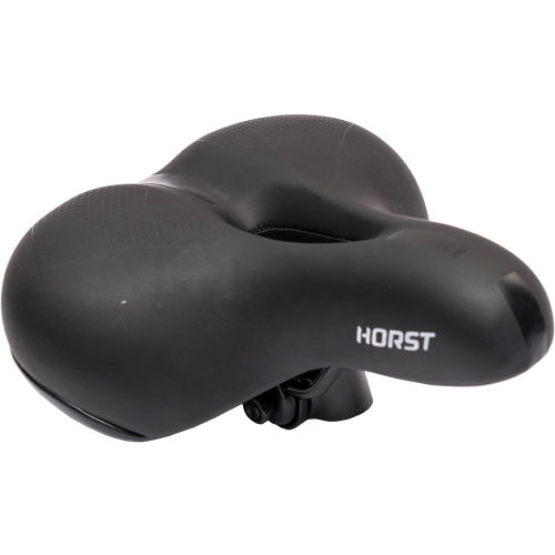 Седло 09-200829 комфортное, с замком 250x210мм мягкое, широкое, 641гр, черное HORST